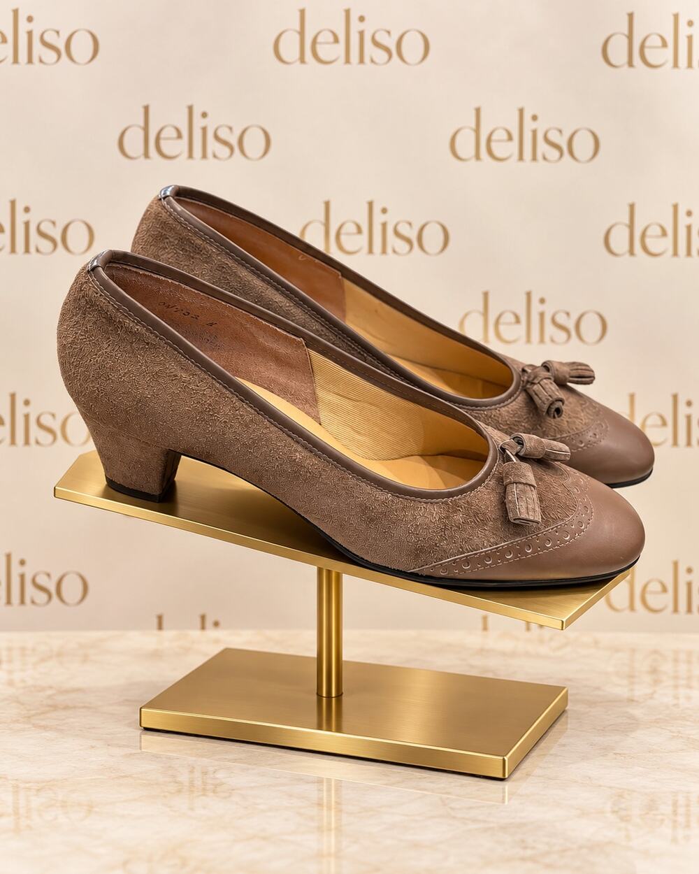 Vintage DeLiso Maxine Truffle Brown Brogue Tassel Pumps Heels Women’s 5.5B